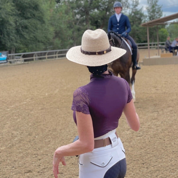 Tara Short Sleeve Lace Competition Shirt - Aubergine