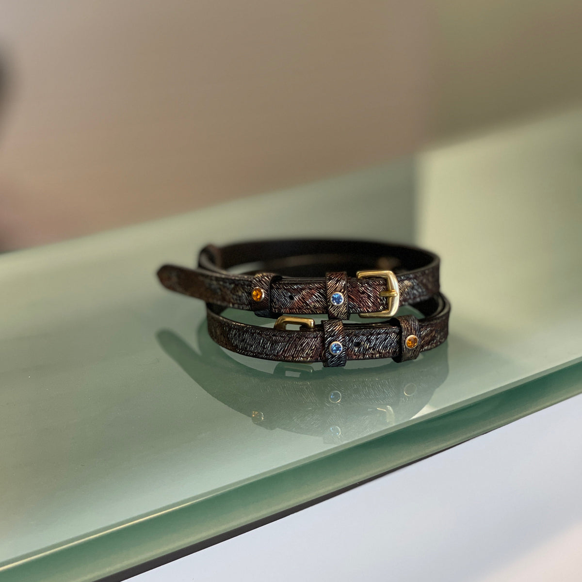 Fancy Brown Leather Spur Straps