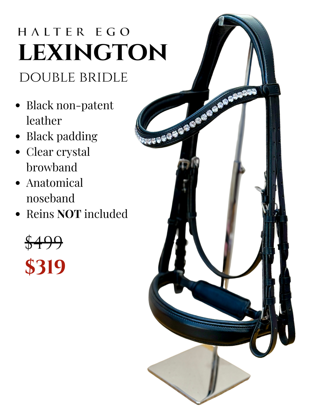 Halter Ego® 'Lexington' Non-Patent Black Leather Double Bridle