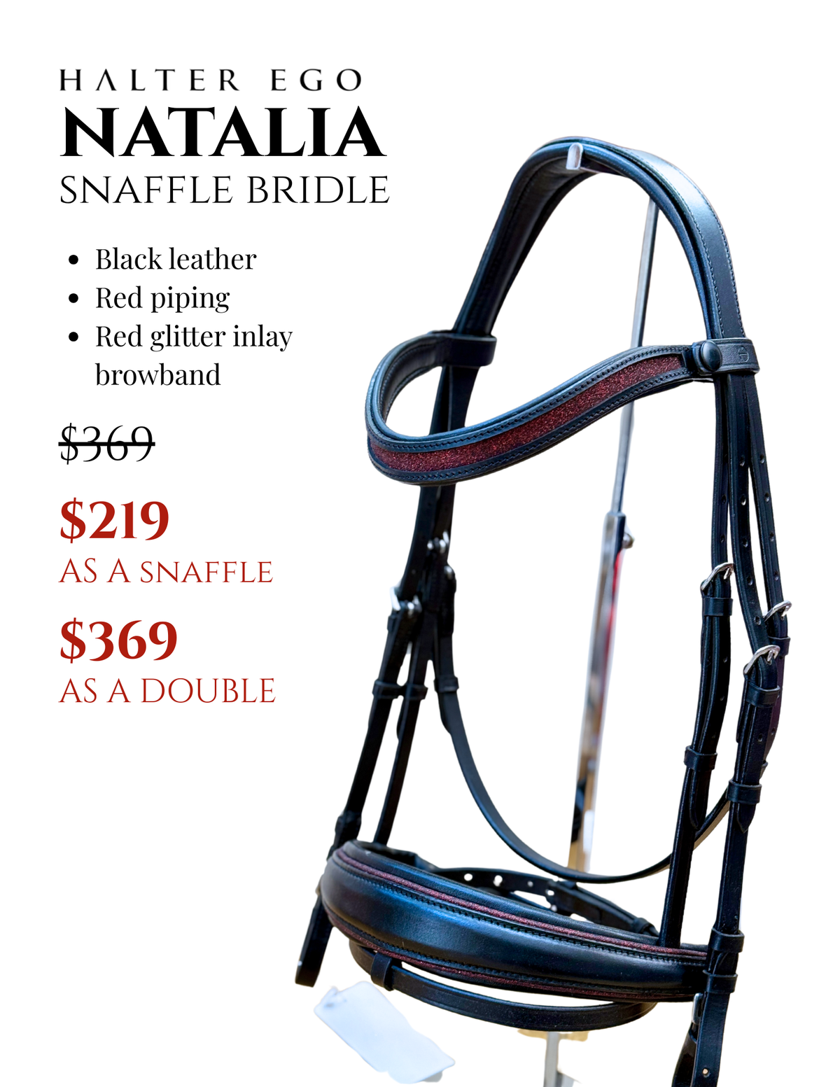 Holiday Natalia - Red Glitter Leather Snaffle