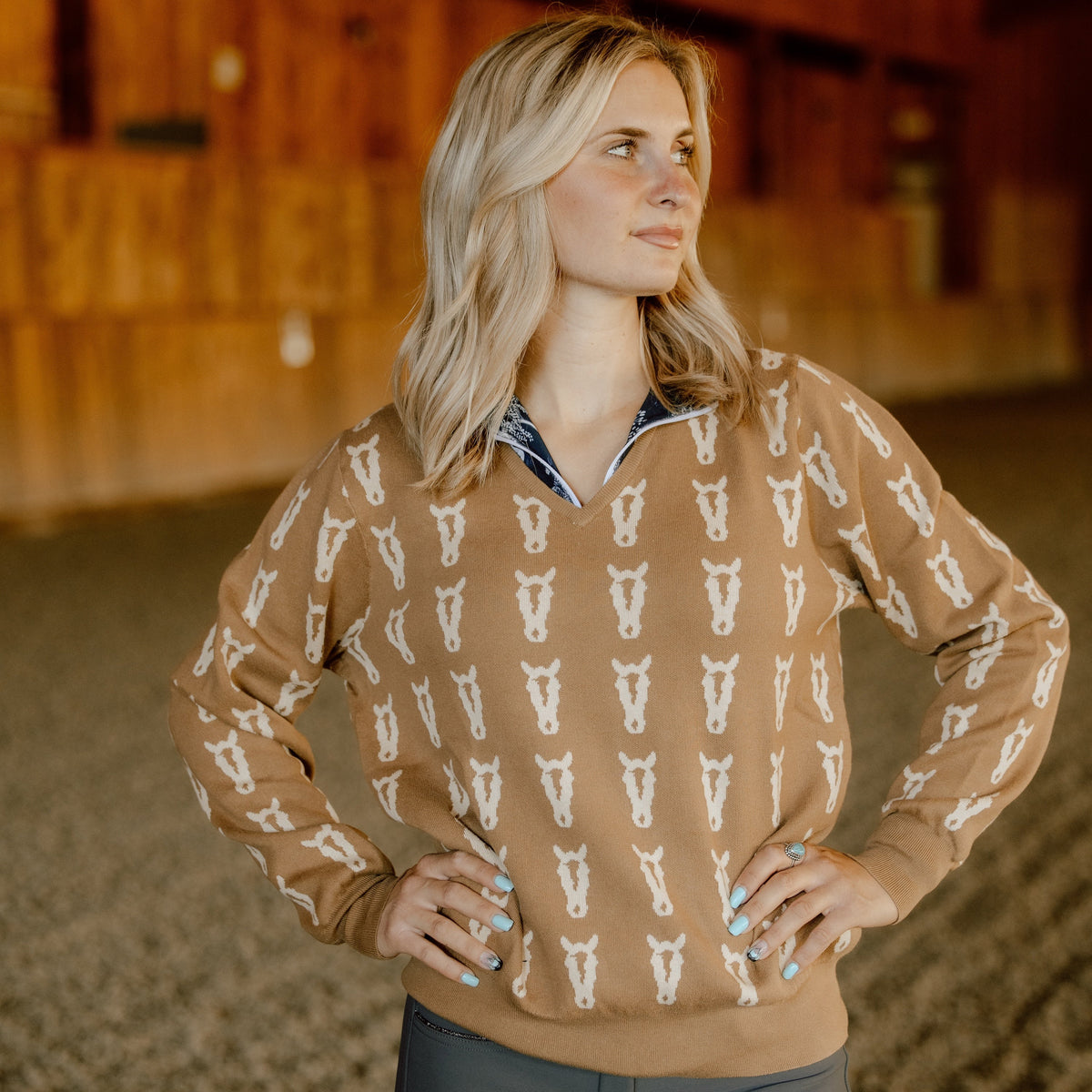 The Deinhardt VARSITY Sweater - Cognac / Cream