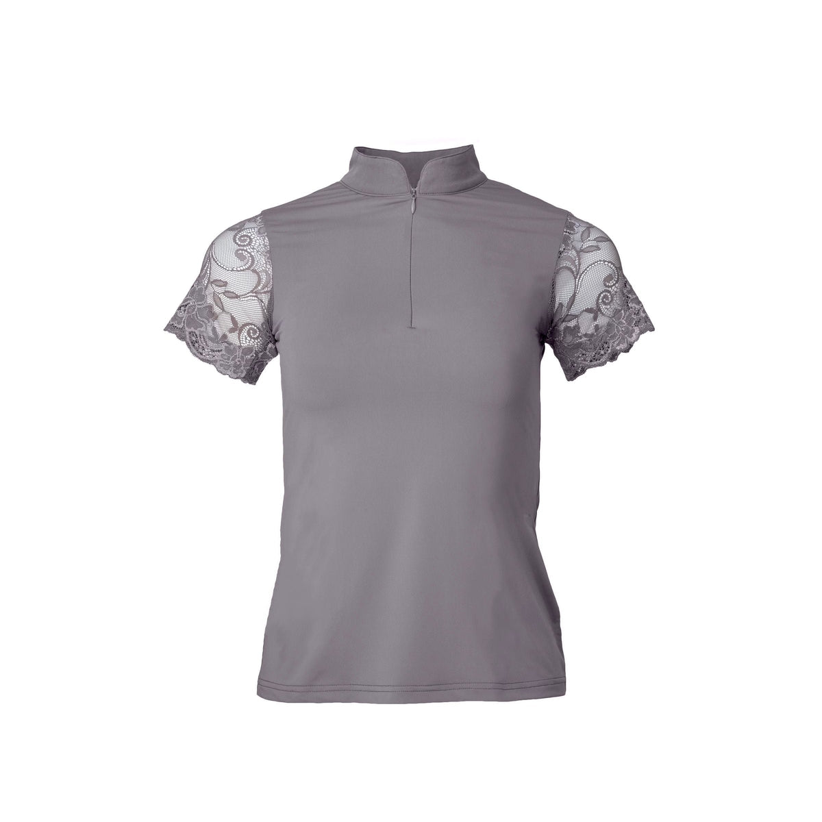 Tara Short Sleeve Lace Competition Shirt - Dove Grey