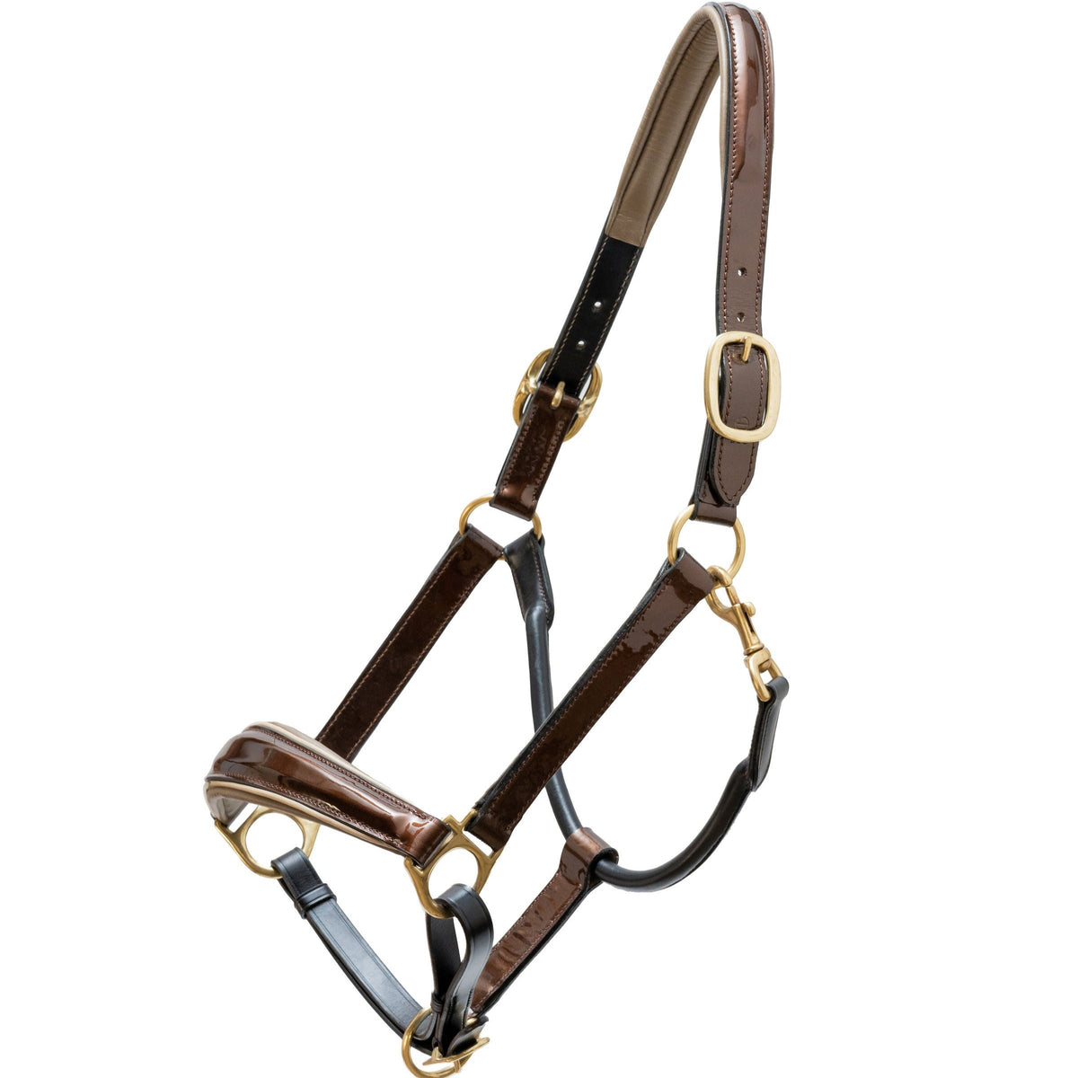 Catalonia Metallic Bronze Black Leather Halter