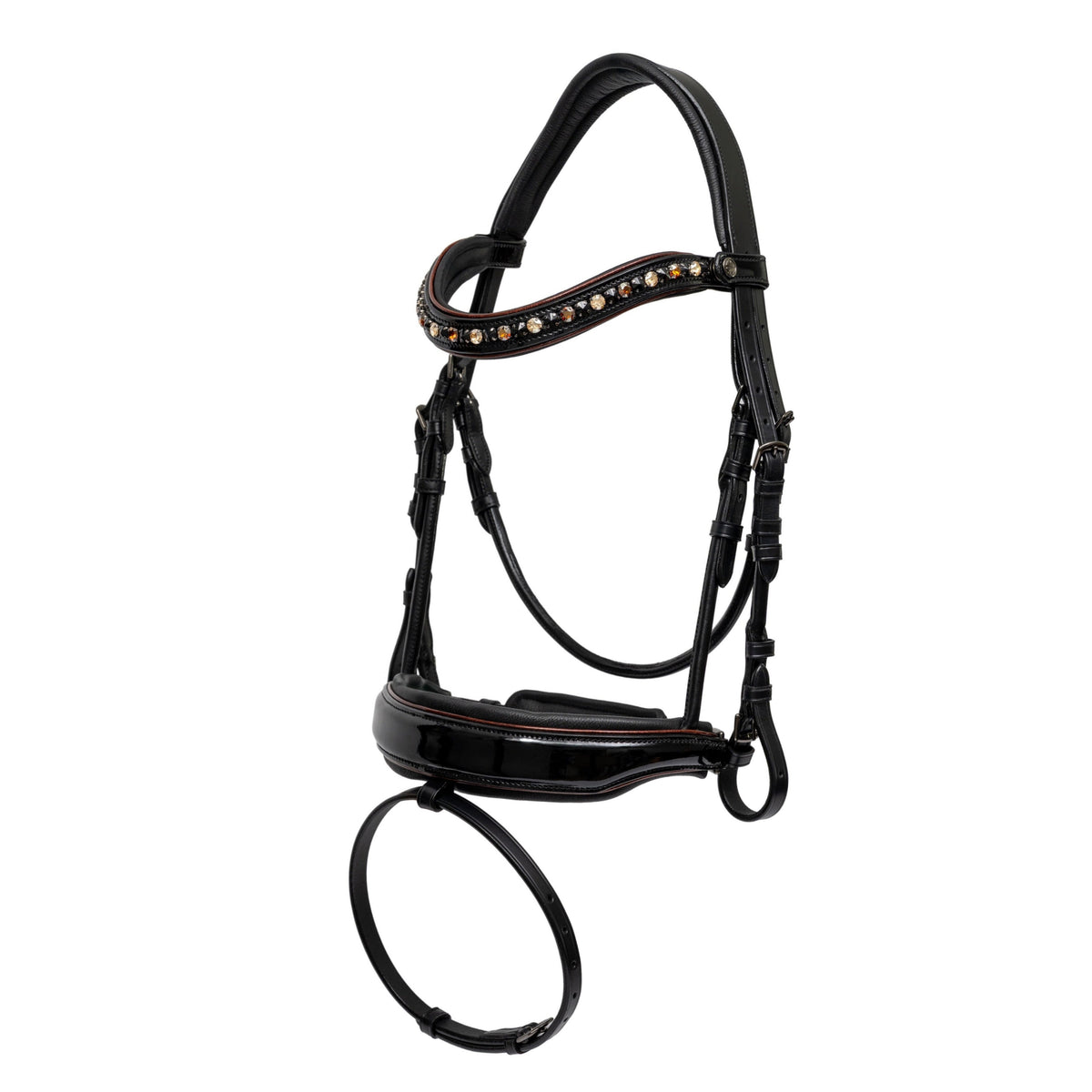 🤎 The Aachen Rolled Black Patent Leather Snaffle Bridle