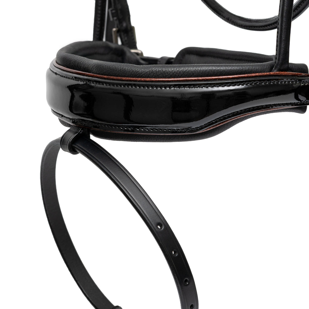 🤎 The Aachen Rolled Black Patent Leather Snaffle Bridle