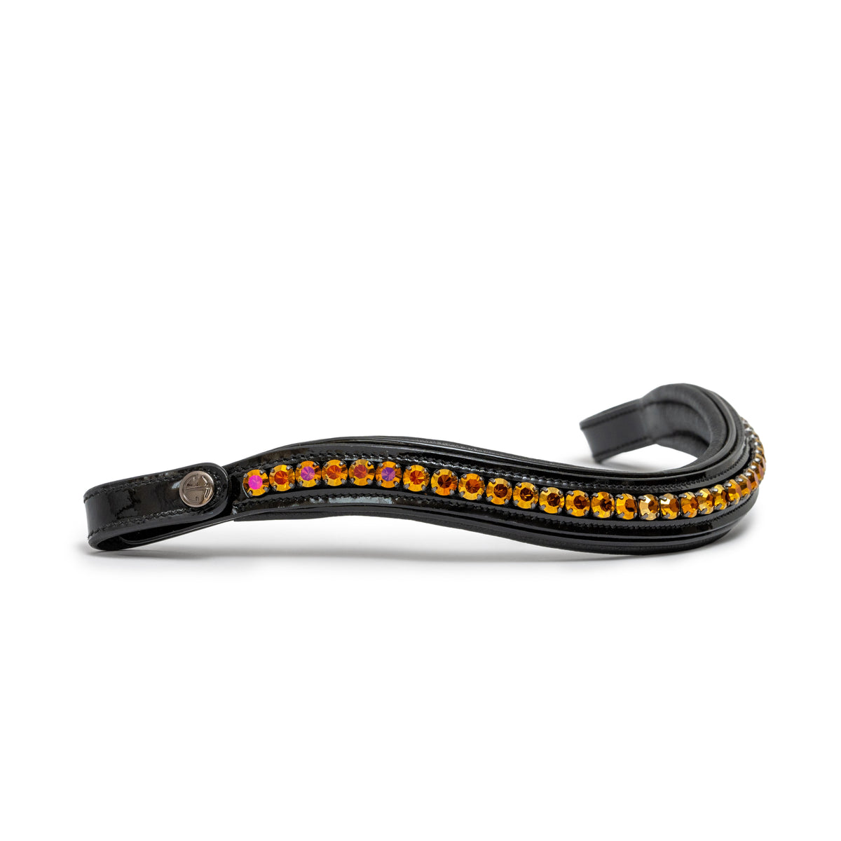 Black Patent Leather Browband with Snaps