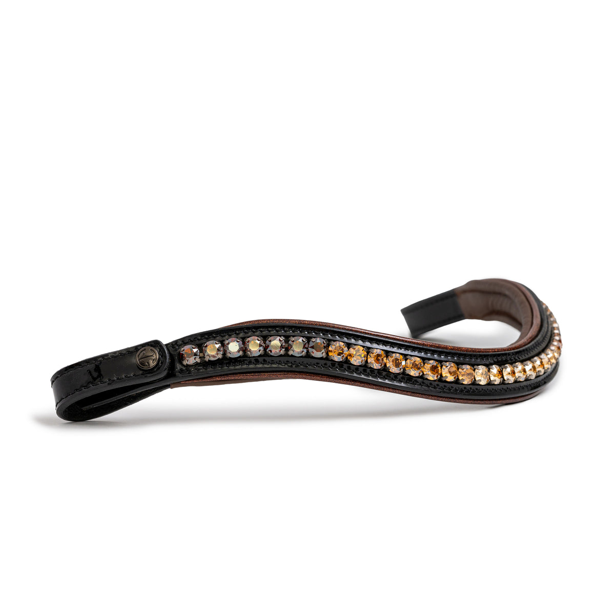 The Palermo Black Patent Leather Snaffle with Brown Padding