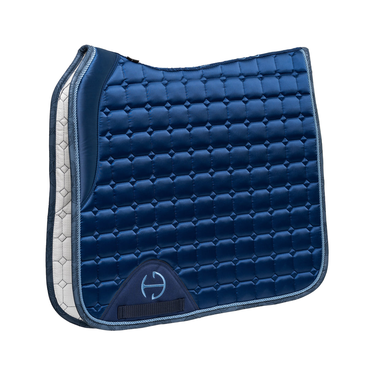 Romance Collection Satin Classic Dressage Saddle Pad (Full) - Prussian Blue