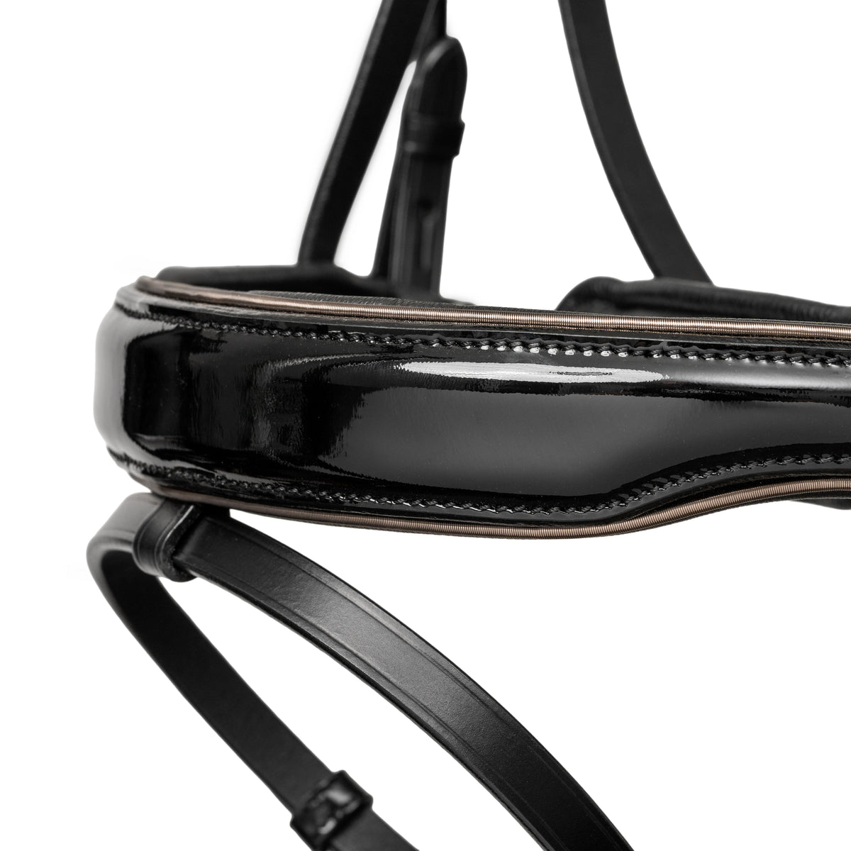 Ocala Black Patent Leather Snaffle Bridle With Removable Flash