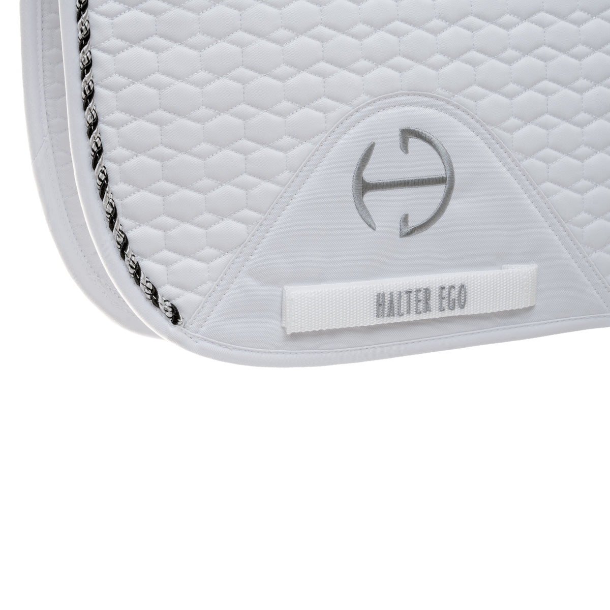 European Cotton Dressage Saddle Pad - White & Black Twist Trim Cob