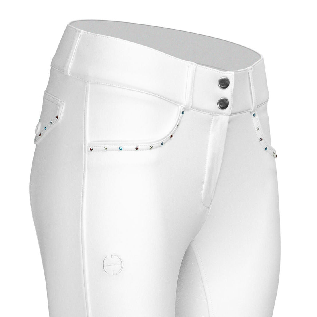 Crystal Evolution Mid-Waist White with White Seat Competition Breeches
