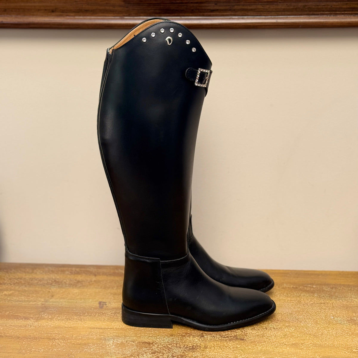 Derby Prestige Riding Boots - Black Leather with Crystal Rivets