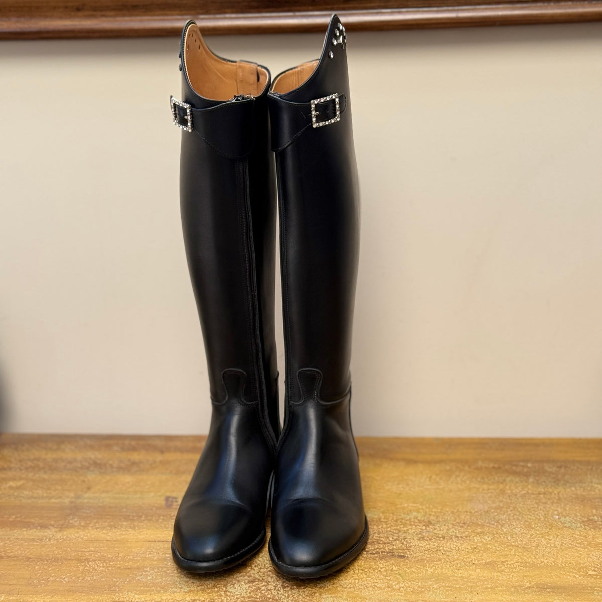 Derby Prestige Riding Boots - Black Leather with Crystal Rivets