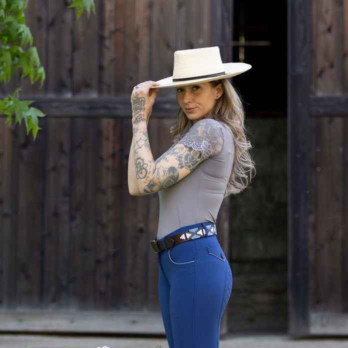 Tara Short Sleeve Lace Competition Shirt - Dove Grey