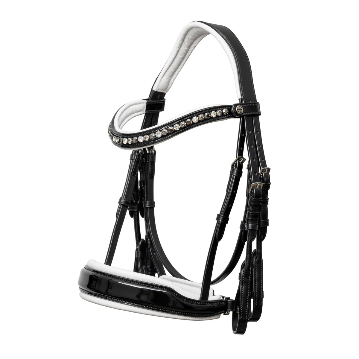 ❄️ Mont Blanc Black Patent Double Bridle With White Padding
