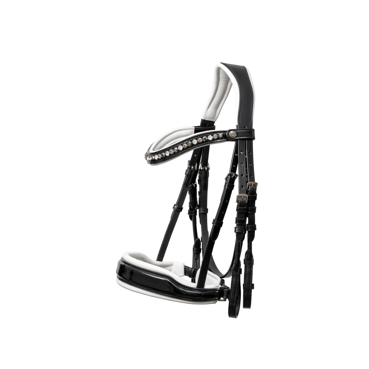 ❄️ Mont Blanc Black Patent Double Bridle With White Padding