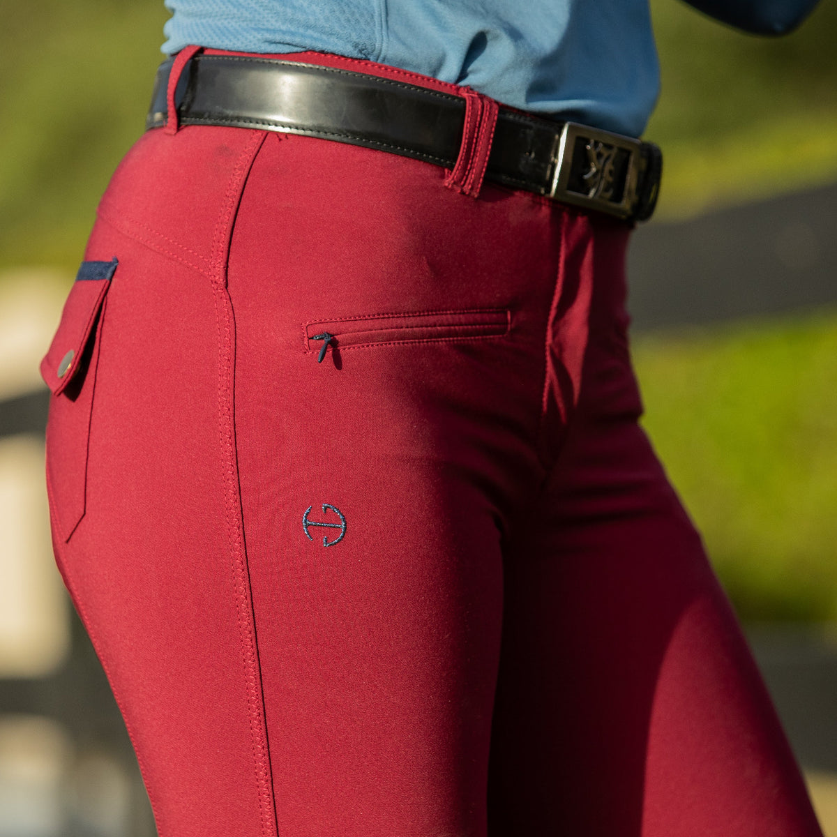 Megan Knee Patch Breeches - Burgundy