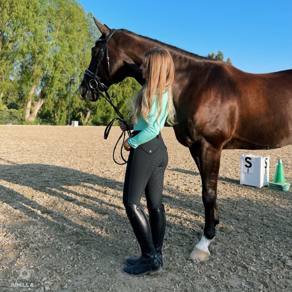 Perfection 2.0 Mid Rise Show Breeches - White with Navy Seat