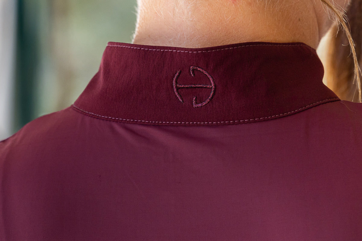 Tara Short Sleeve Lace Competition Shirt - Burgundy