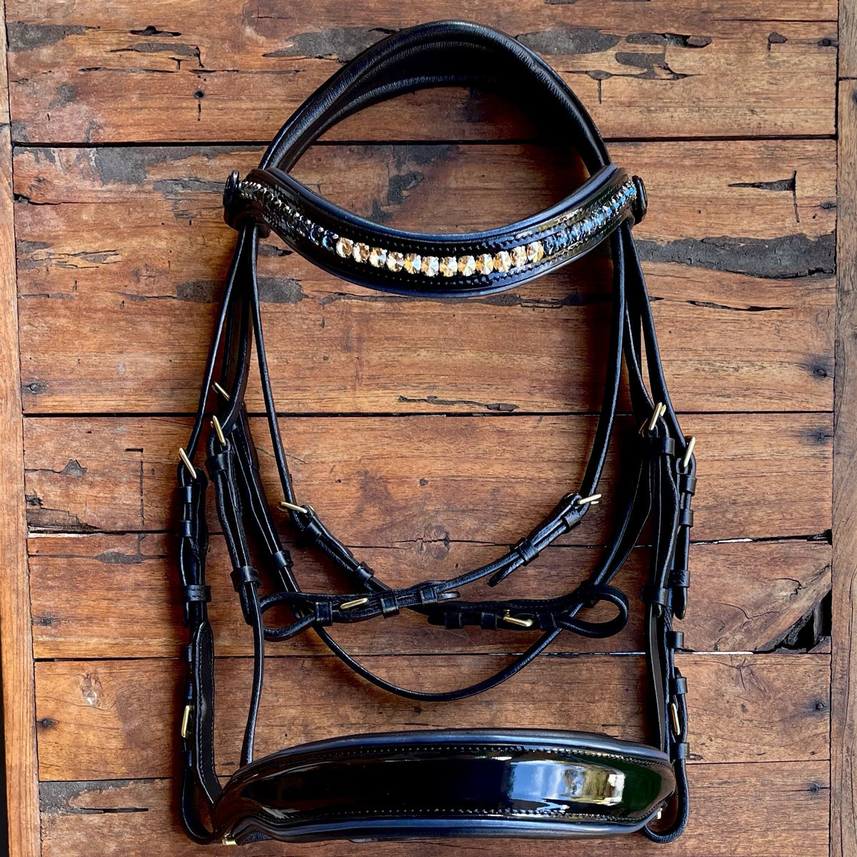 Charleston - Black Patent Leather Double Bridle