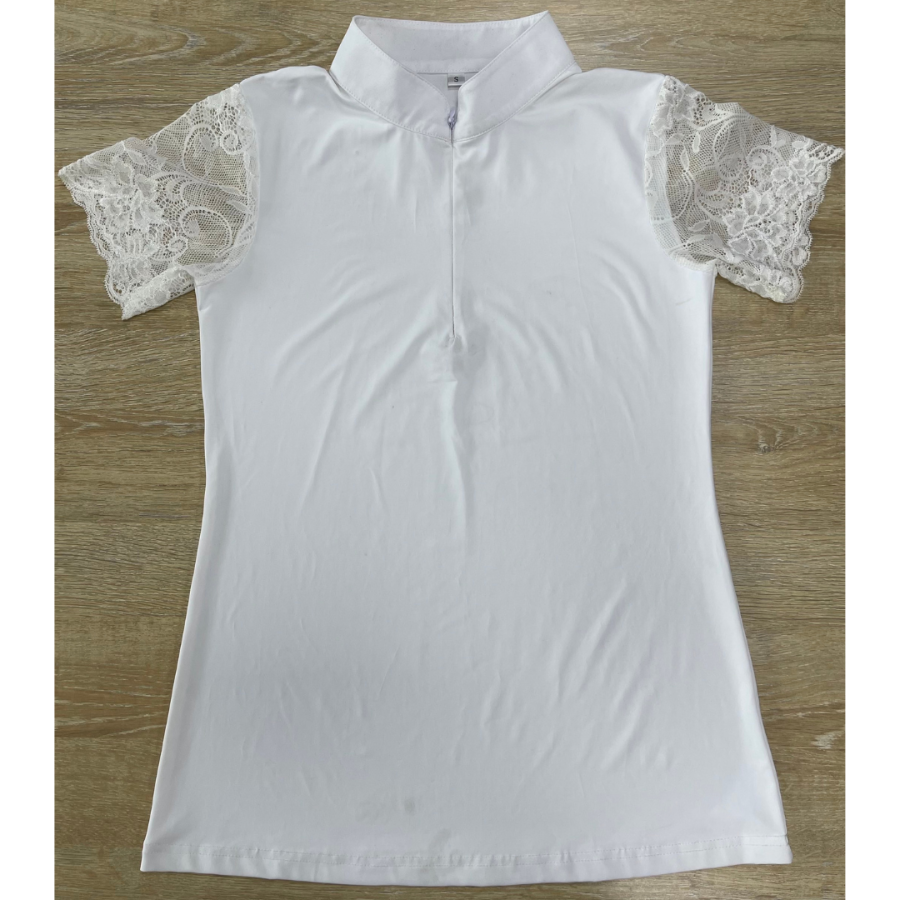 Tara Short Sleeve Lace Competition Shirt - White
