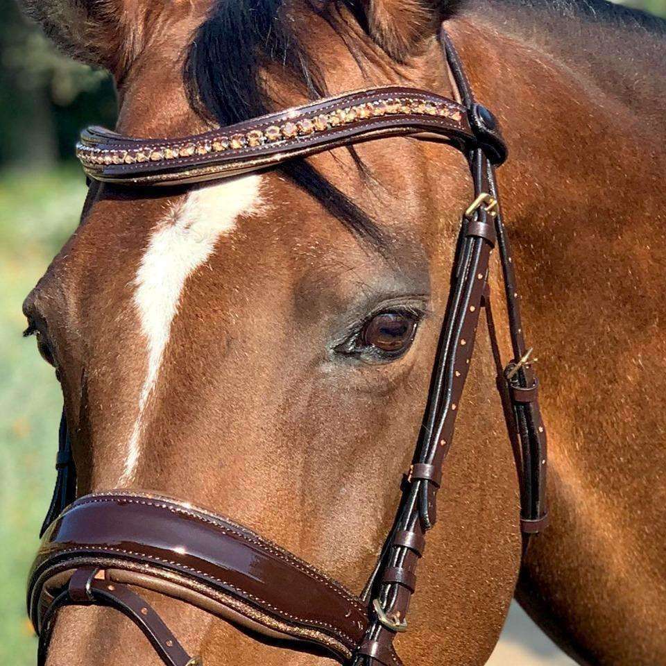 Phoenix Brown Patent Sparkle Snaffle Bridle