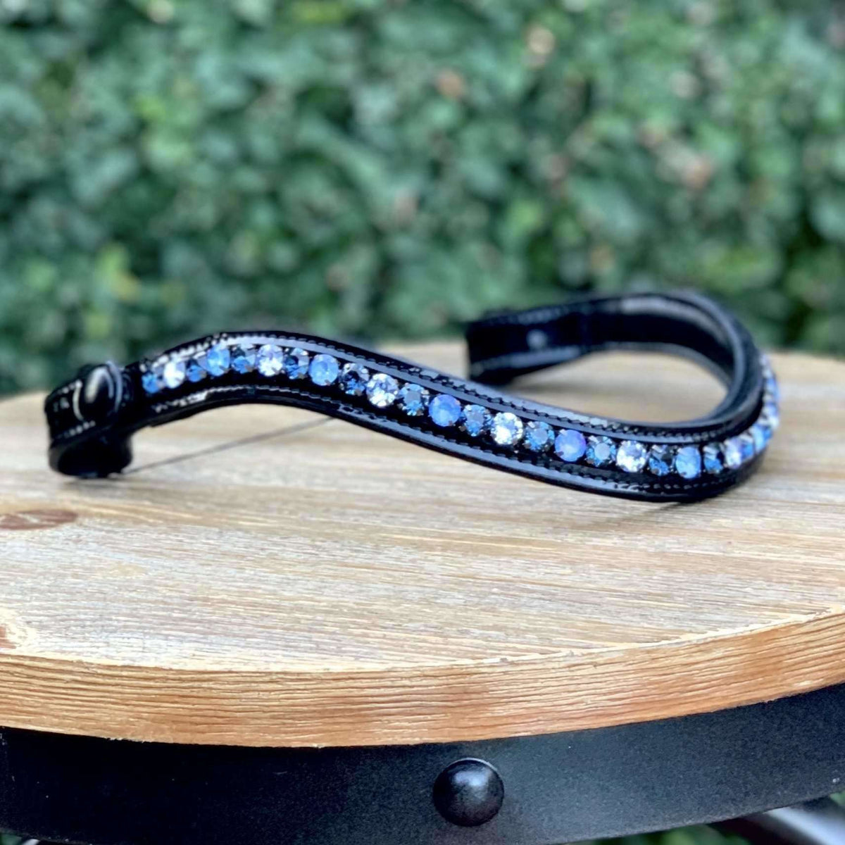 Halter Ego® Austrian Crystal Patent Browband - Moody Blues