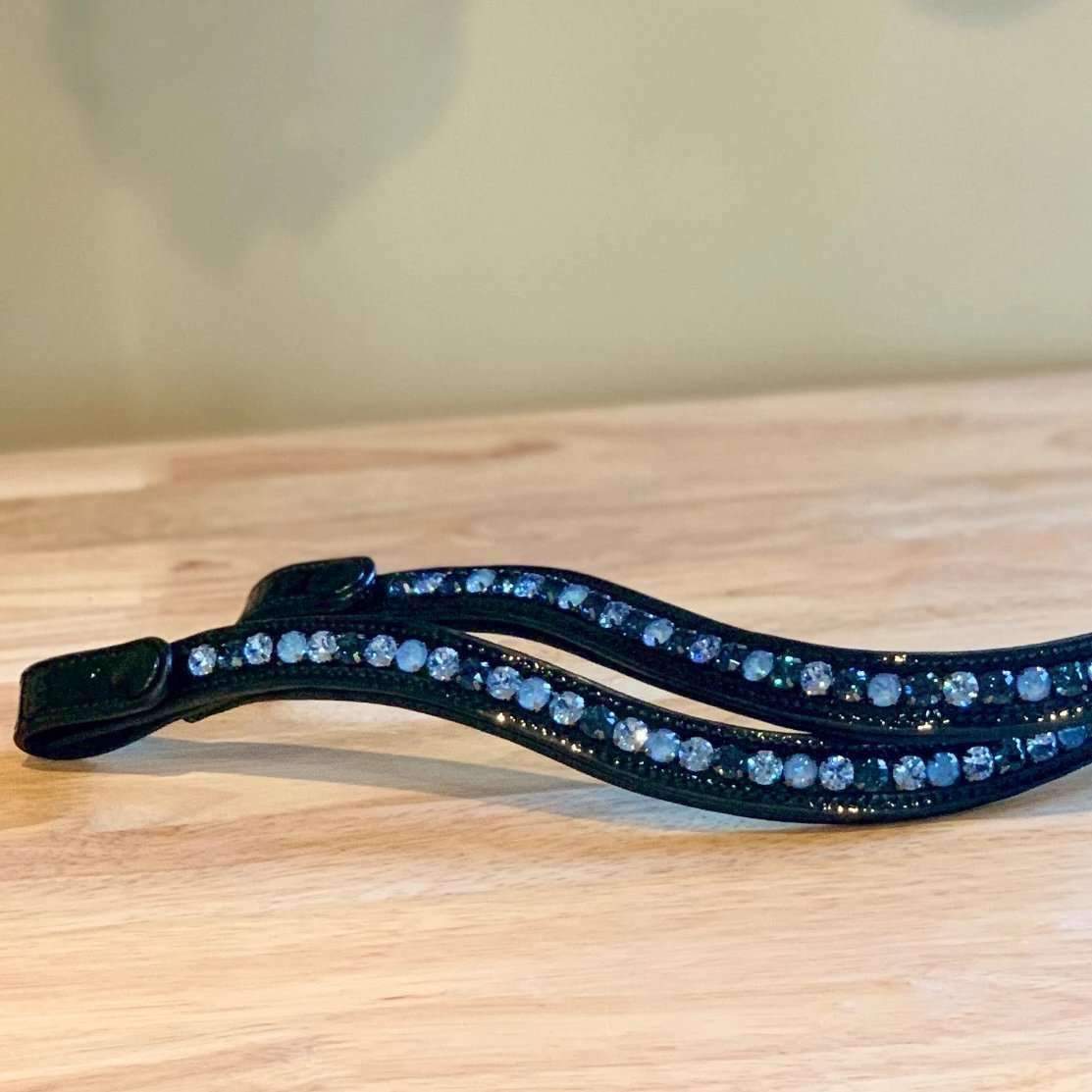 Halter Ego® Austrian Crystal Patent Browband - Moody Blues