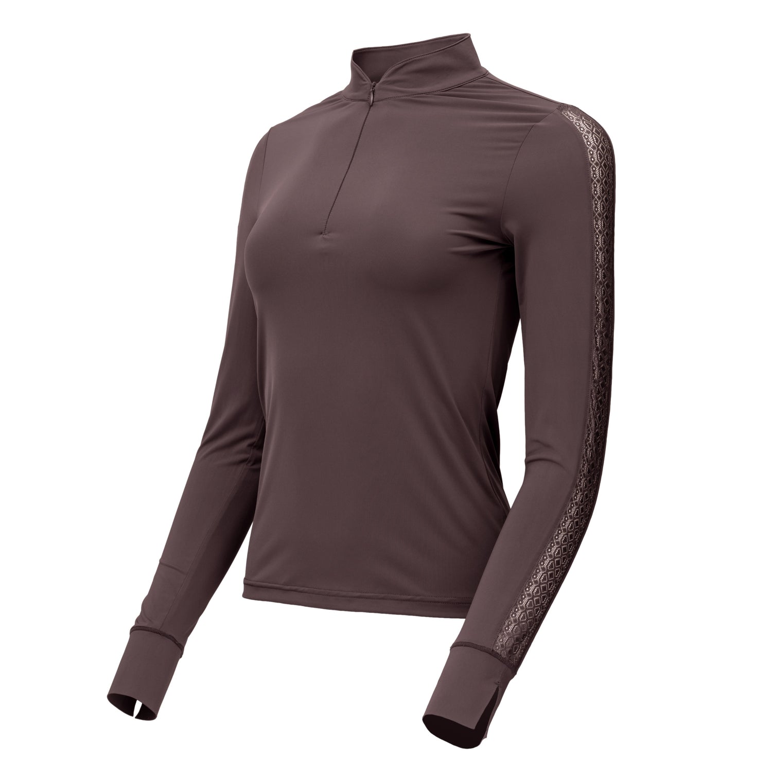 Annabelle - Long Sleeve Lace Riding Top - Velvet Mocha
