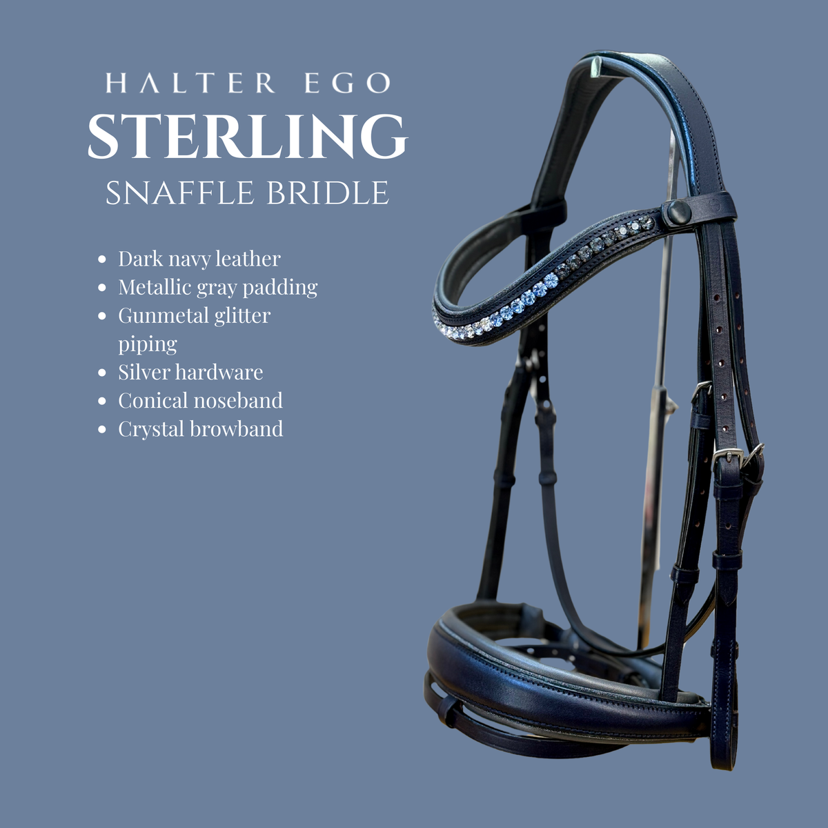 The Sterling Navy Leather Conical Snaffle