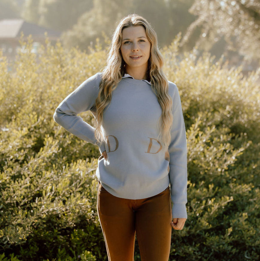 The Deinhardt HERITAGE Sweater - Periwinkle / Cognac