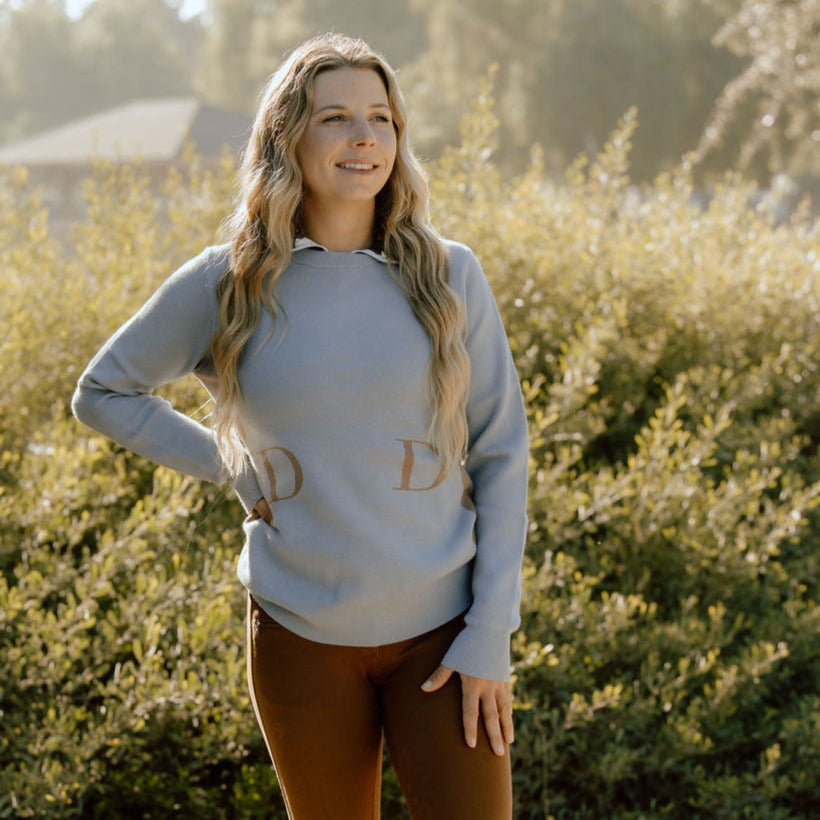 The Deinhardt HERITAGE Sweater - Periwinkle / Cognac