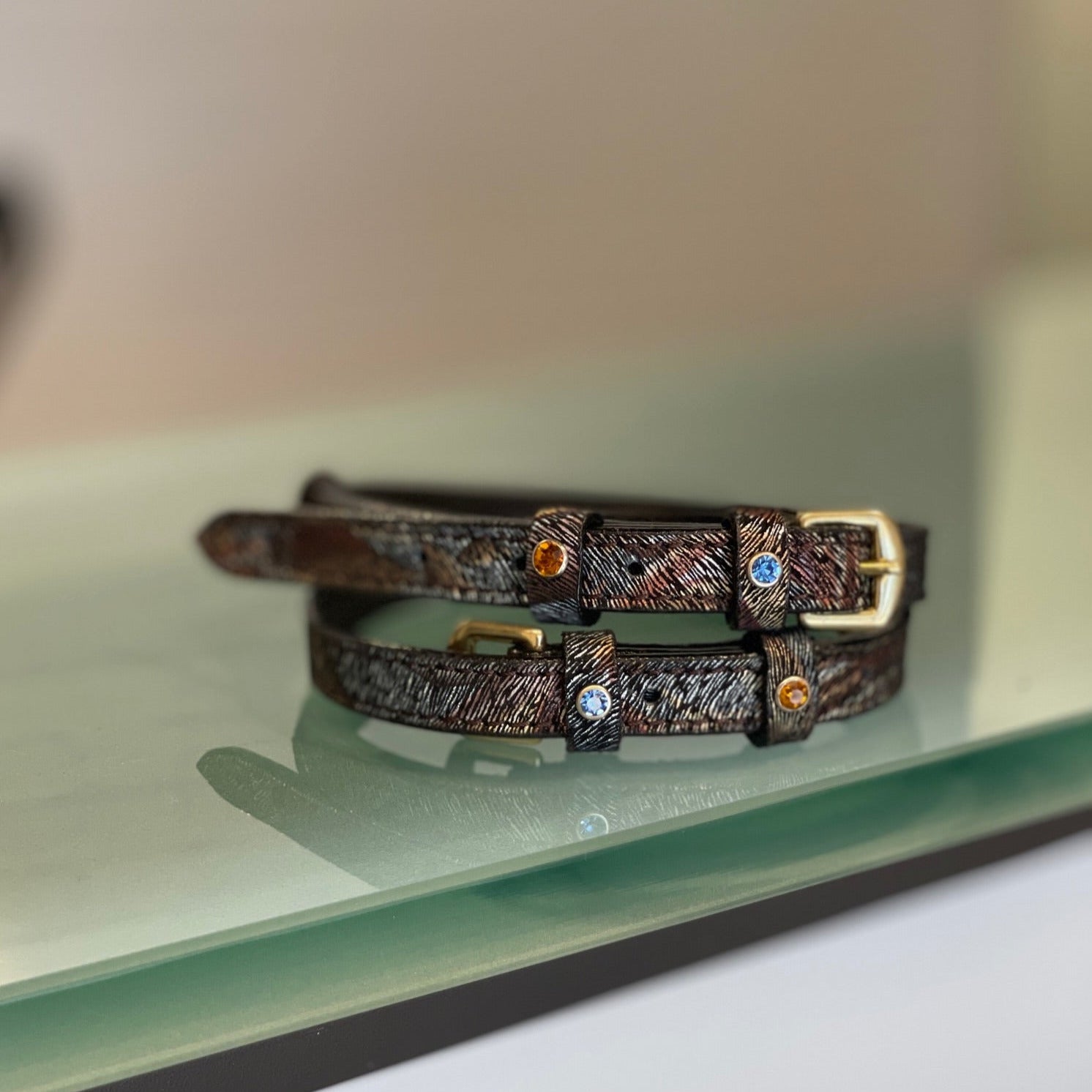 Fancy Brown Leather Spur Straps