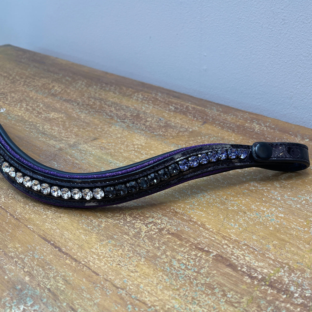 Black Patent Purple Ombré Crystal Browband with Purple Glitter