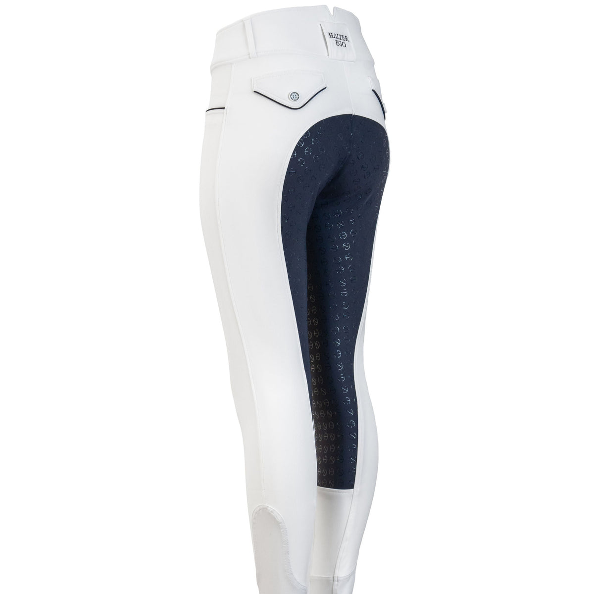 Evolution High Waist White with Navy Seat Competition Breeches