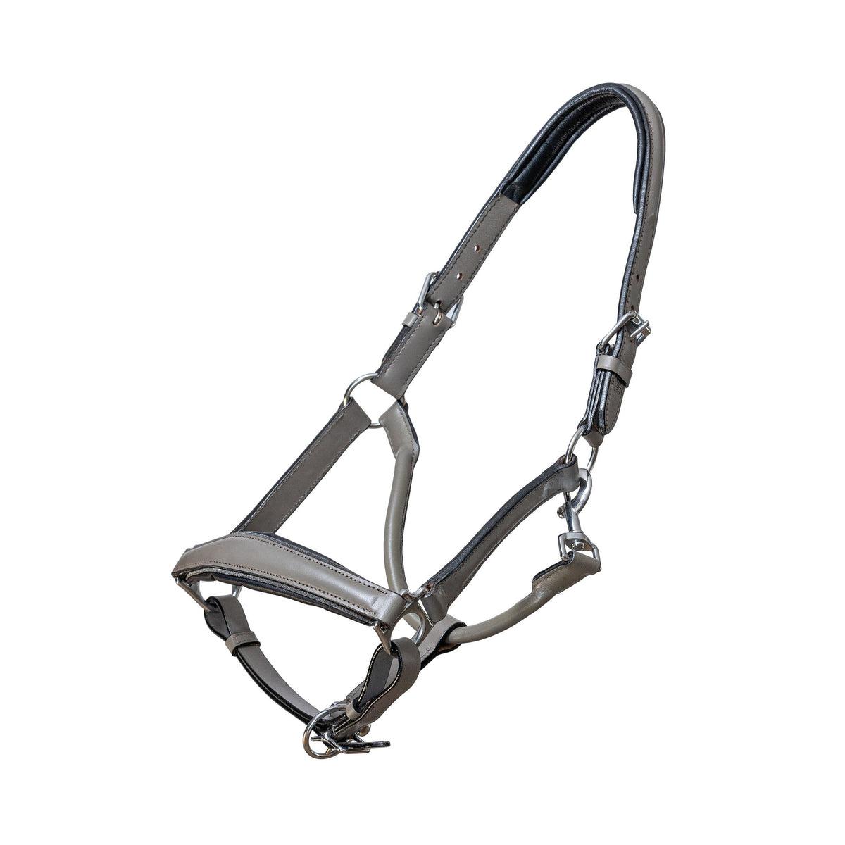 Argent Limited Edition Gray Leather Halter with Gunmetal Gray Glitter Piping