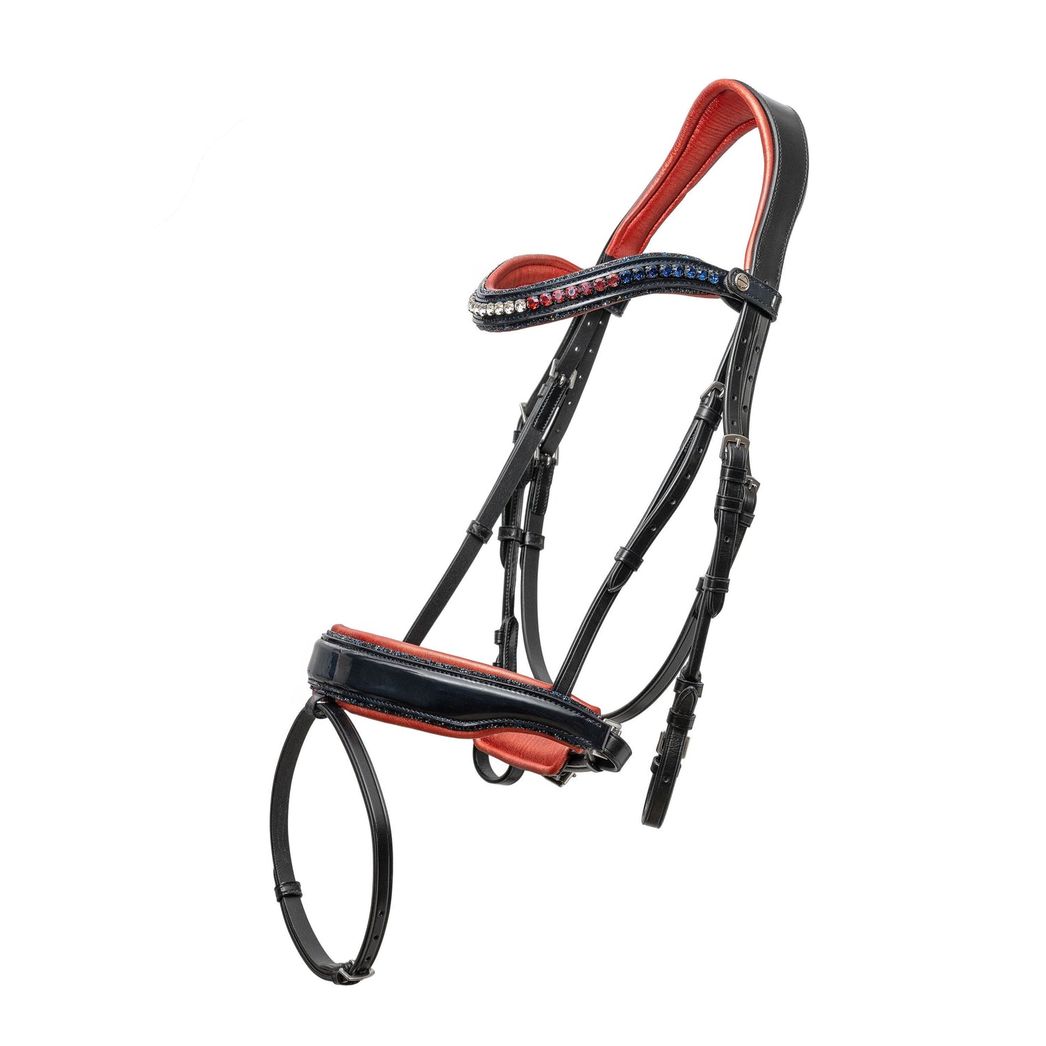 The Revere Navy Patent Leather Snaffle Bridle