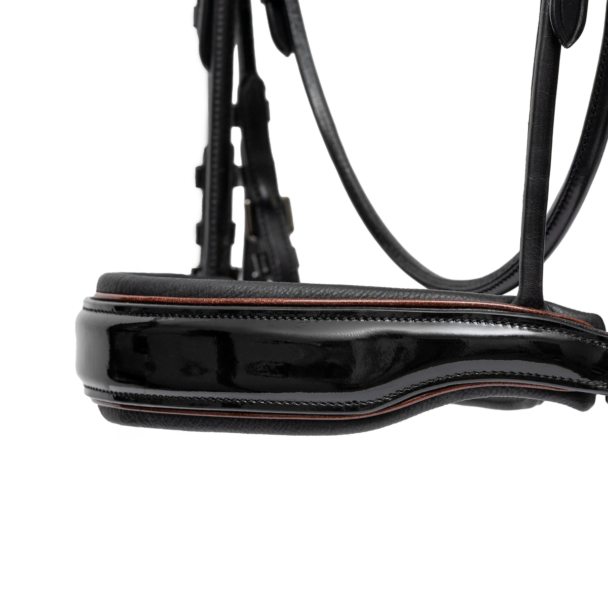 🤎 The Aachen Rolled Black Patent Leather Double Bridle
