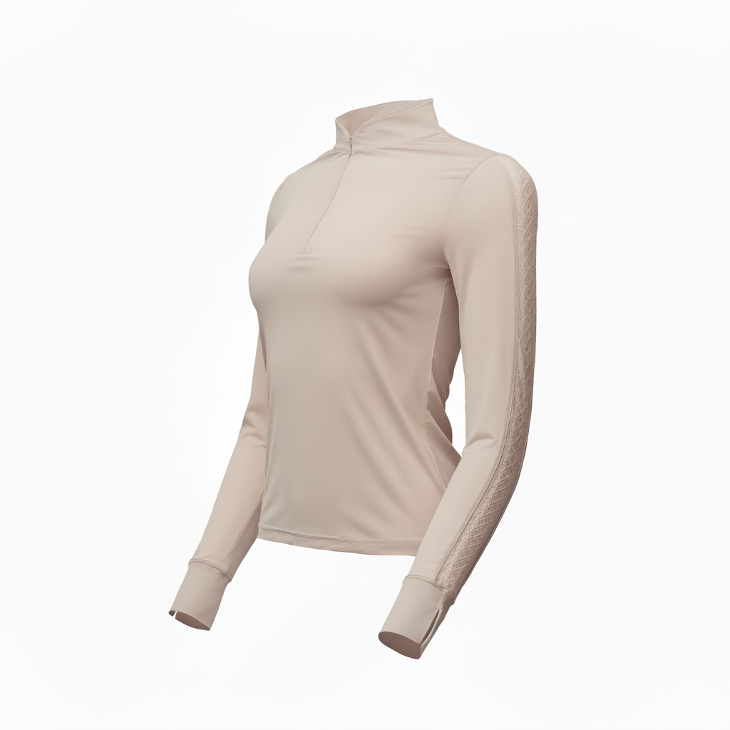 Annabelle - Long Sleeve Lace Riding Top - Latte