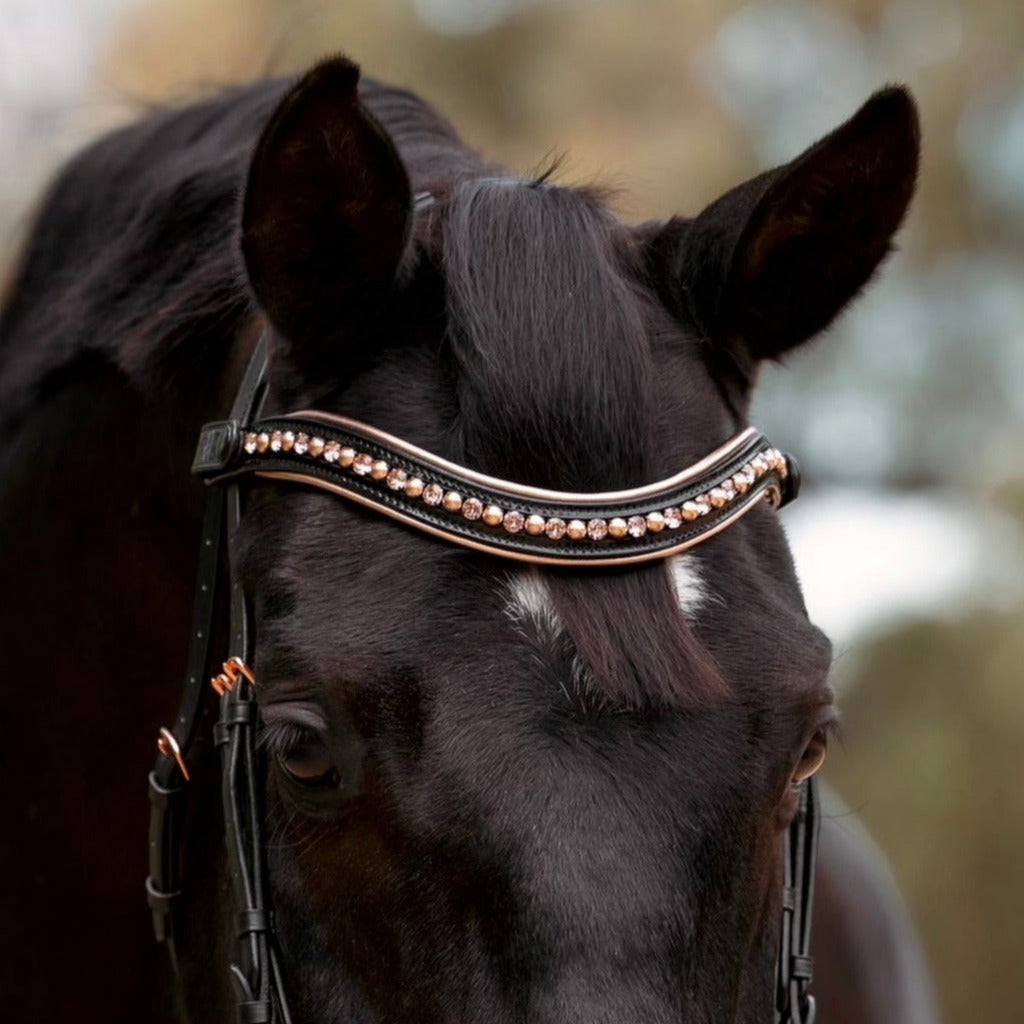 Aurelia Black Patent &amp; Rose Gold Snap Browband