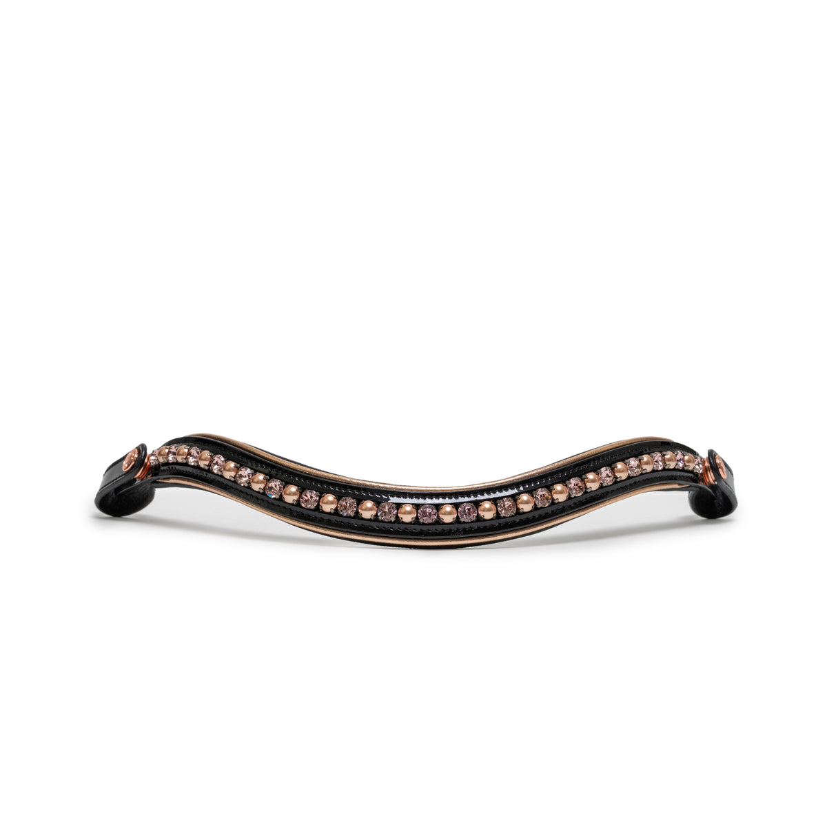 Black Patent Browband with Rose Gold Piping and Accents
