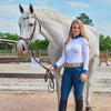 Tillie - Cadet Blue with White Piping Knee Patch Breeches