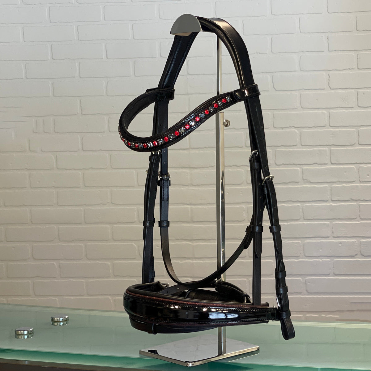 The Baroness Black Patent Snaffle Bridle