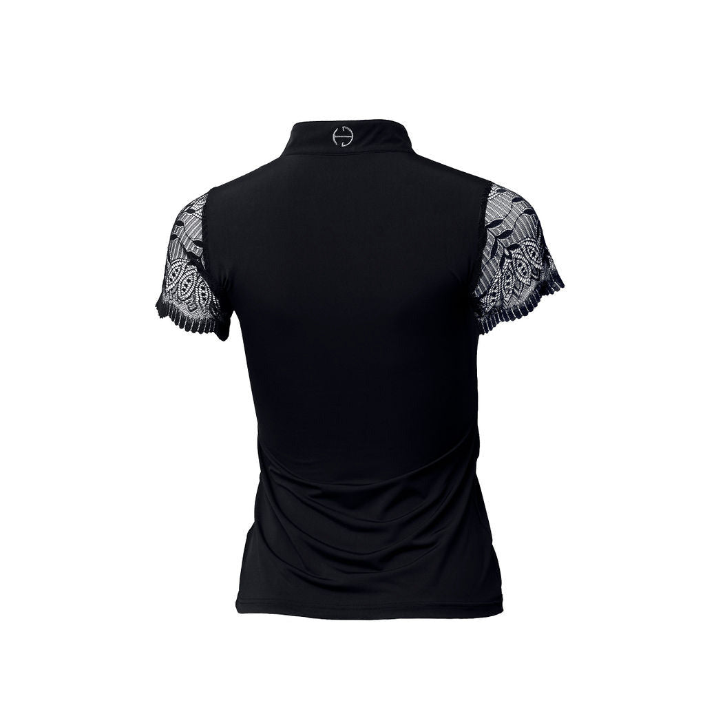 Charlie Short Sleeve Lace Riding Shirt - Black