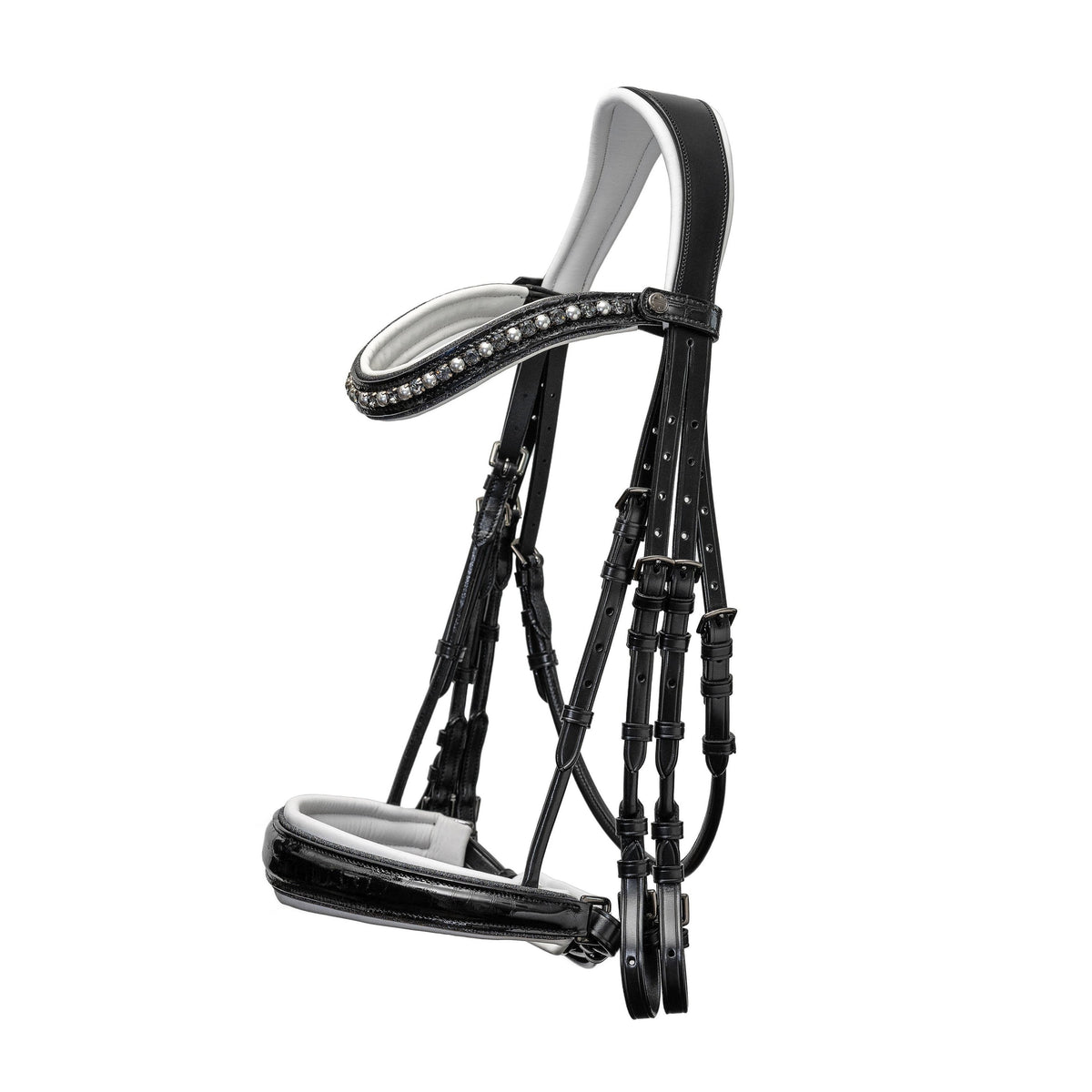 The Harlow Black Rolled Leather Double Bridle