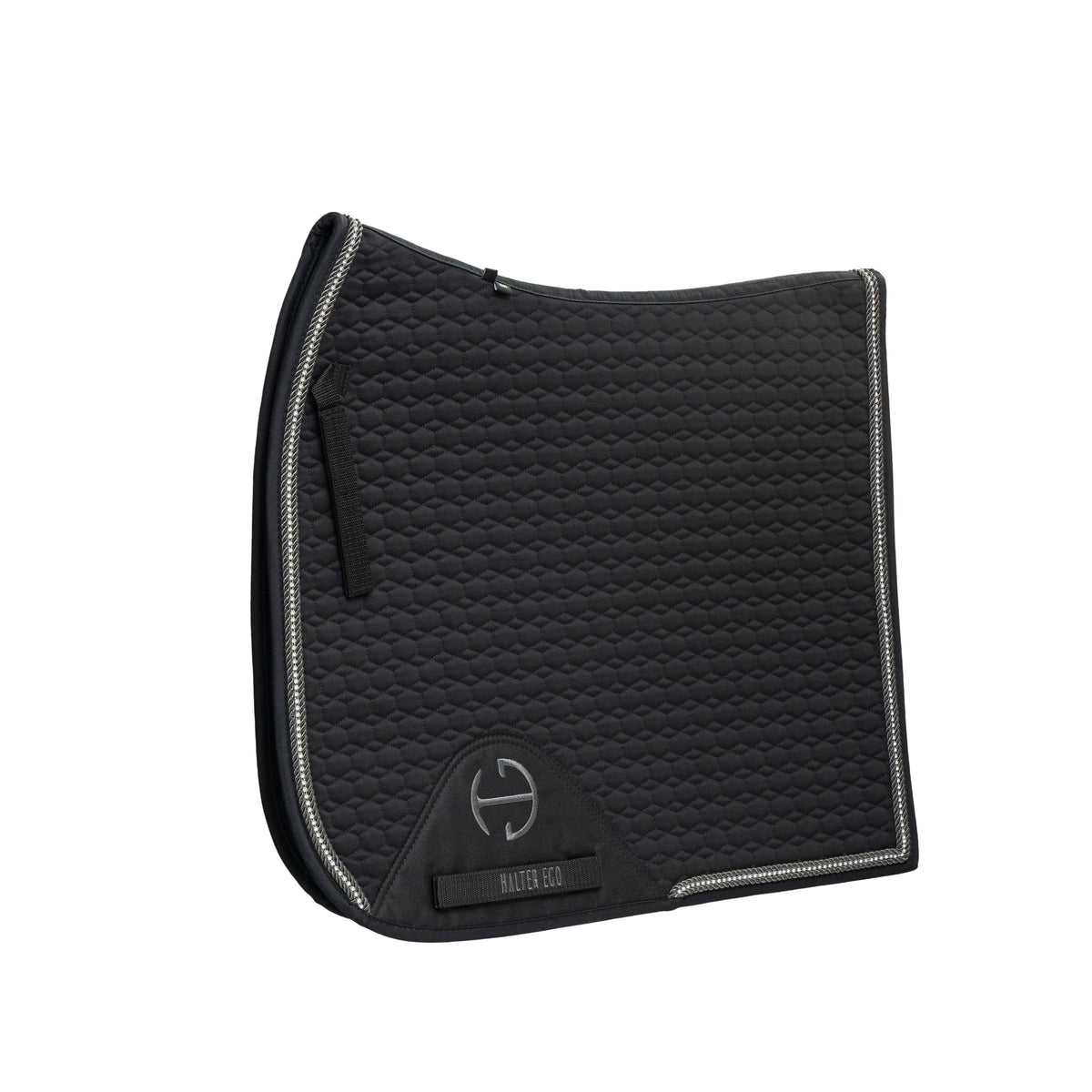 European Cotton Dressage Saddle Pad - Black with Crystal &amp; Gunmetal Trim