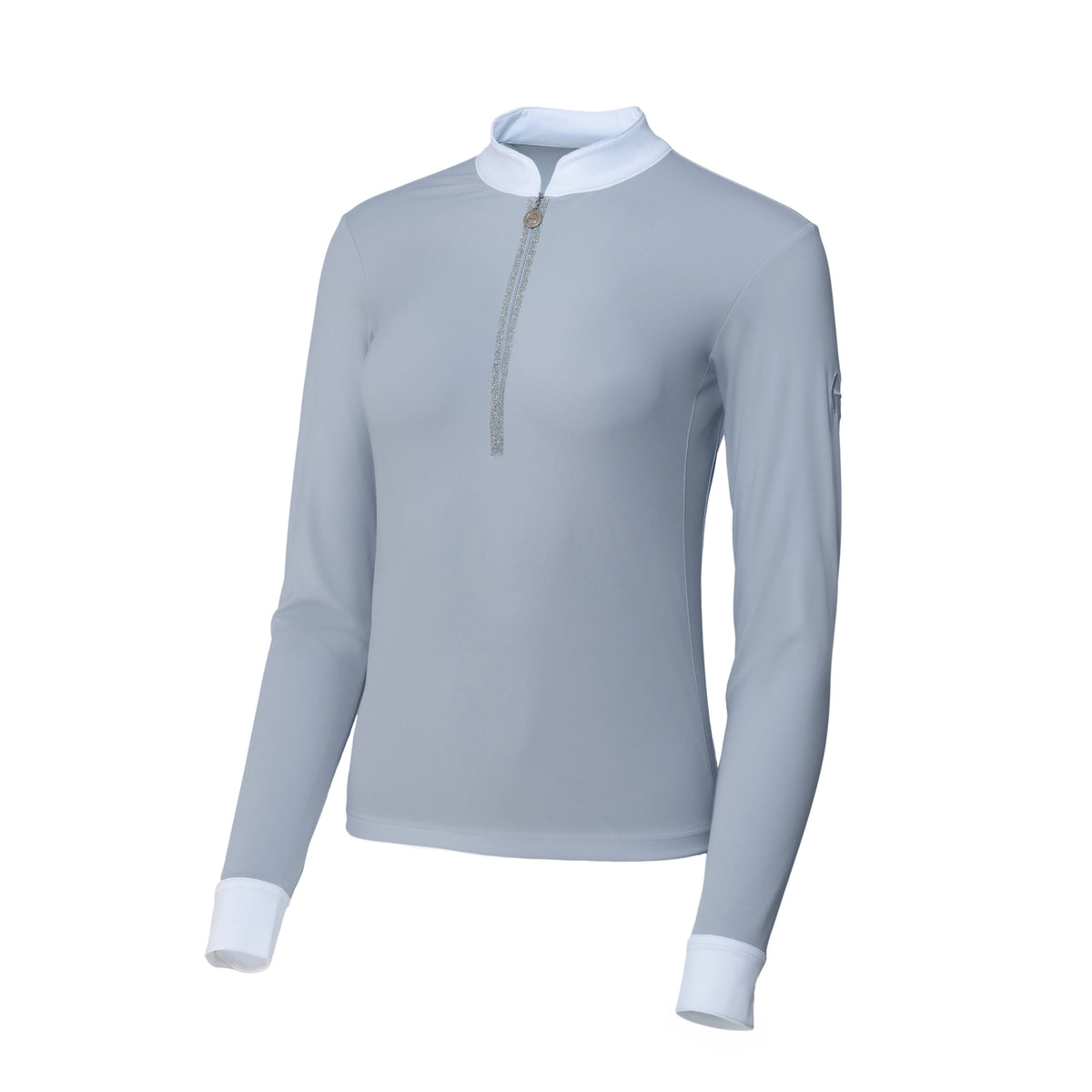 Heidi - Long Sleeve Riding Top with Crystal Fabric Trim