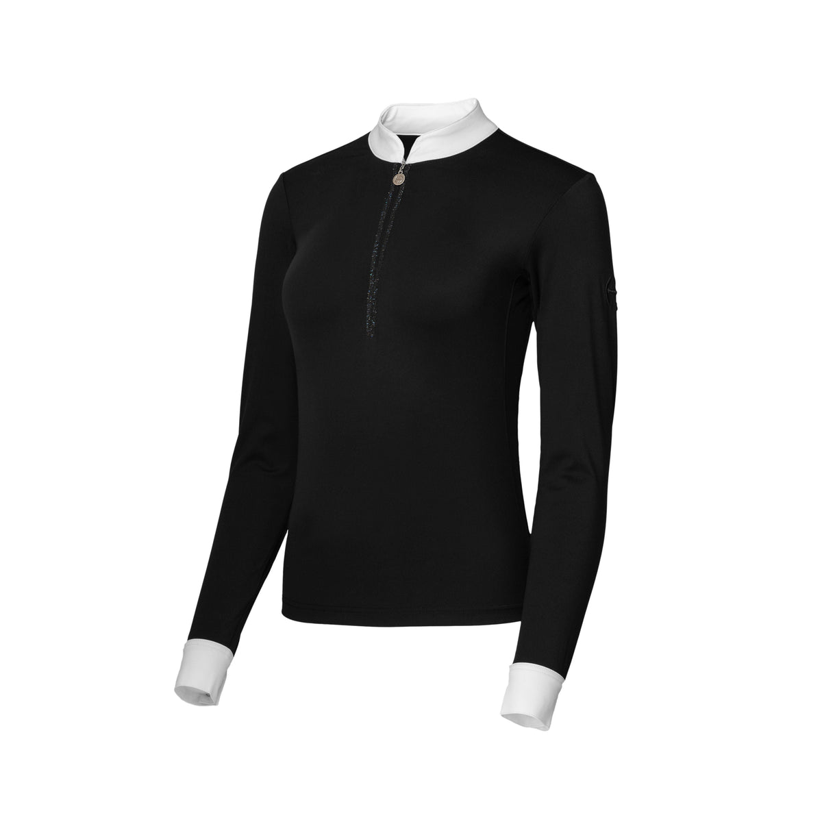 Heidi - Long Sleeve Riding Top with Crystal Fabric Trim