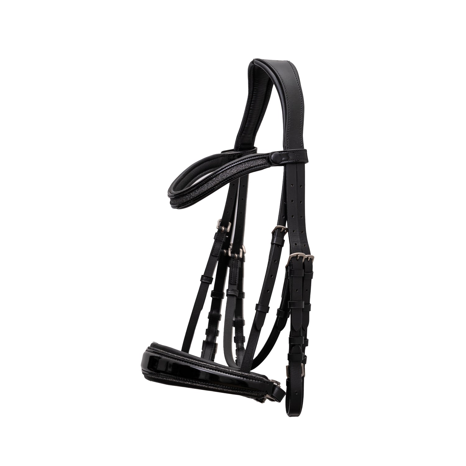 Natalia Black Patent Sparkle Double Bridle