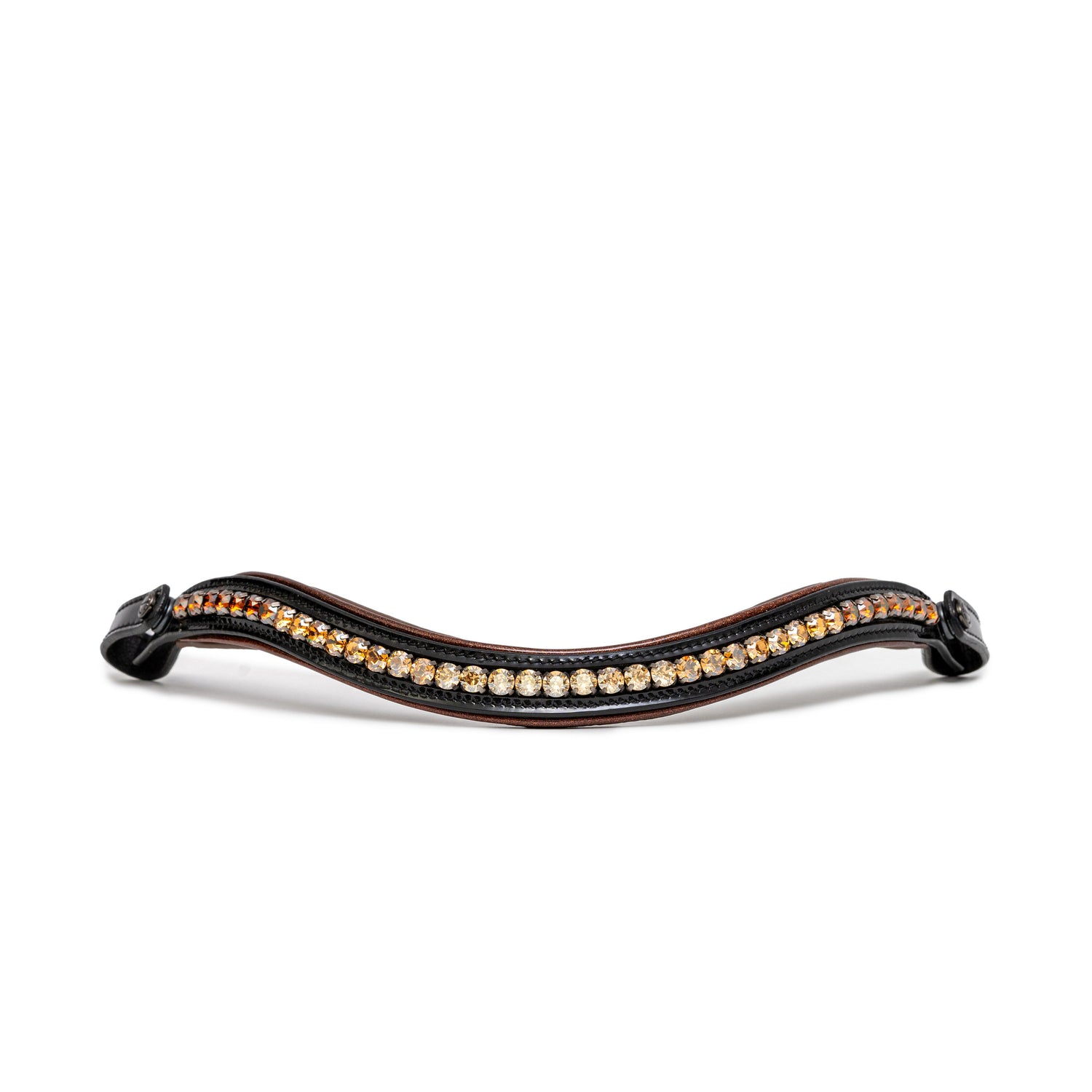 The Palermo Black Patent Leather Snaffle with Brown Padding